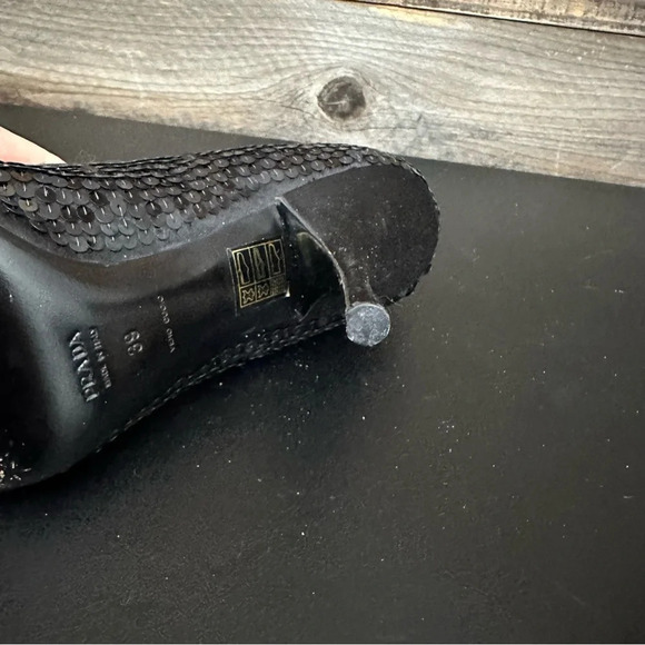 Prada Black Sequins Pumps Women 39 Black Bow Satin Toe & Heel Stiletto Shoes - Picture 11 of 12